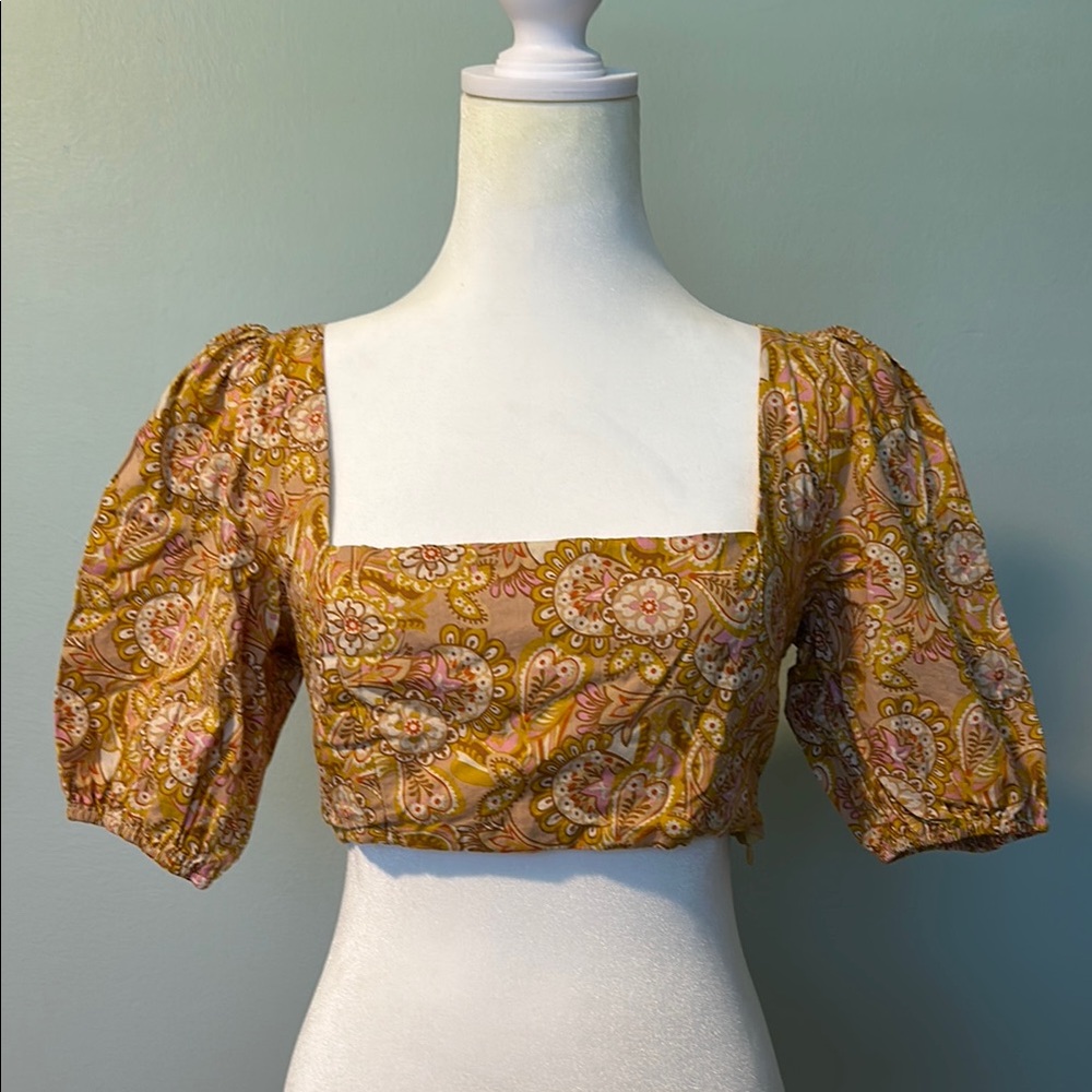 Floral Puff Sleeve Crop Top